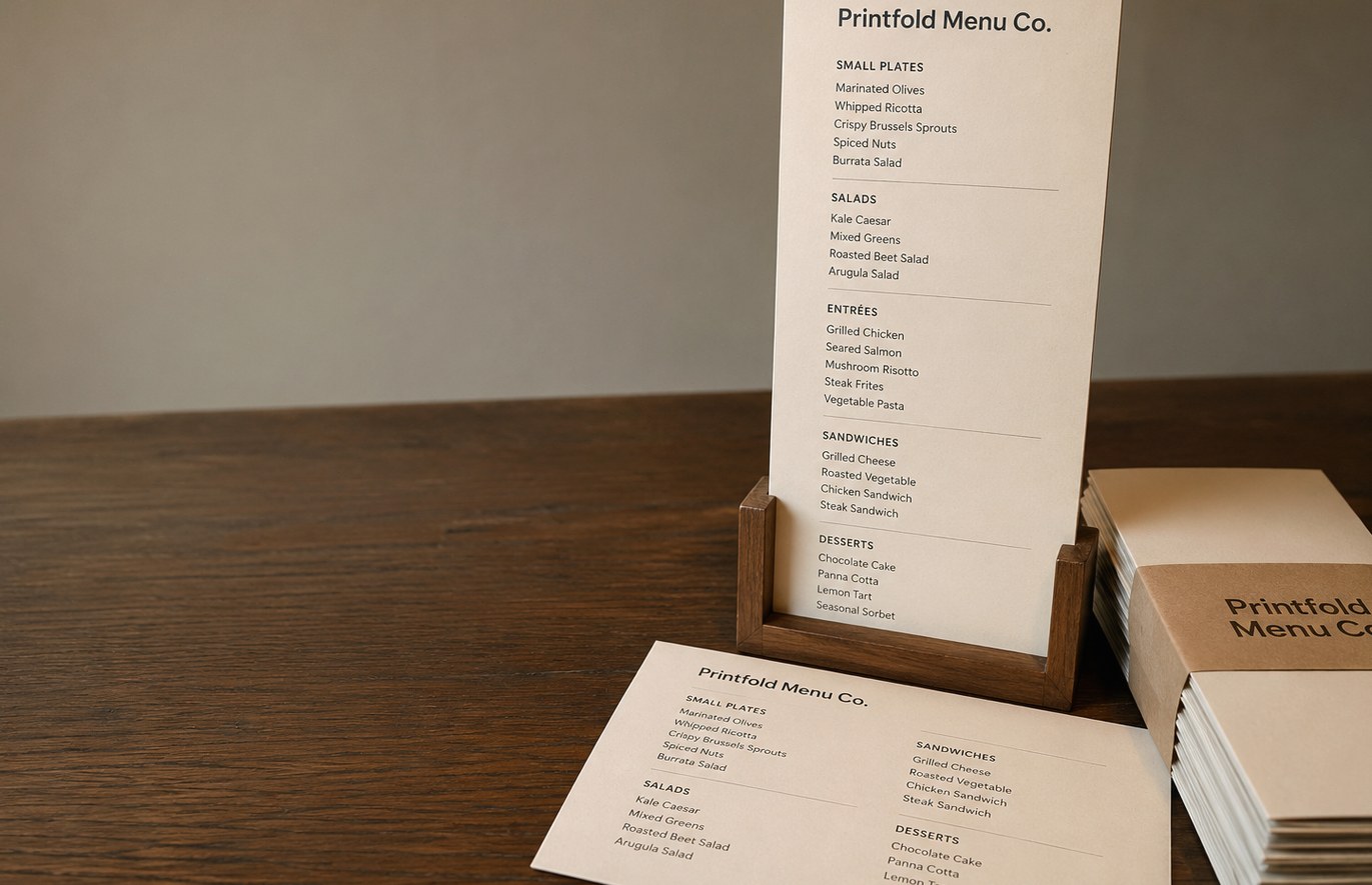 Custom printed restaurant menus with logo