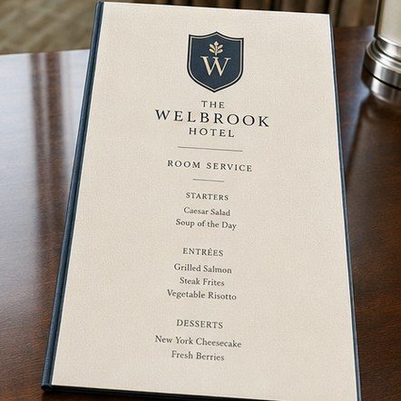 Customized restaurant menus for hotels and resorts