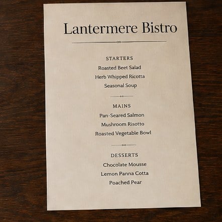 Dine-In Restaurant Menus